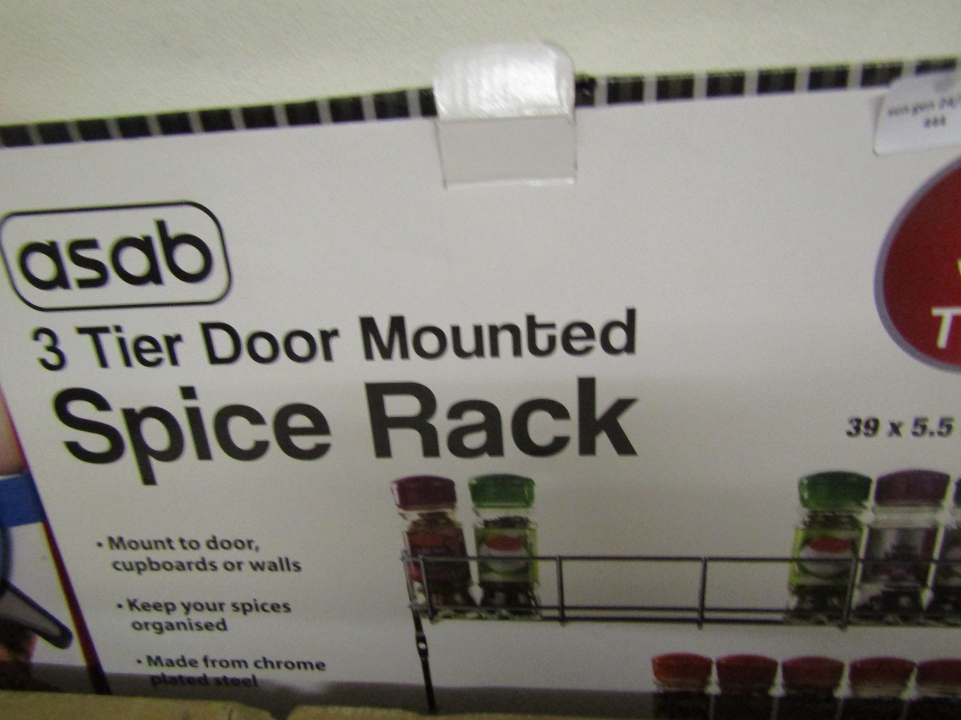 Asab 3 Tier Door Mounted Spice Rack Unchecked & Boxed