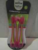 4x Max Brothers Pack Of 3 Weaning Spoons, New & Packaged