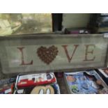 "Love Makes A House A Home" Landscape Canvas 30 x 90cm - Good Condition & Packaged.