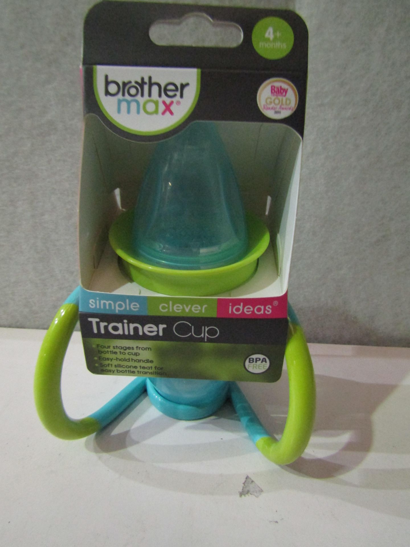 2x Max Brothers 4 Month Plus Trainer Cups, New & Packaged Blue