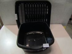 2 Items being a black plastic washing up bowl & a matching drainer. Look unused