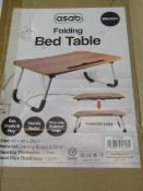 Asab Walnut Folding Bed Table - Size: 60 x 40 x 28cm - Unchecked & Boxed.