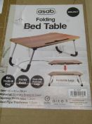 Asab Walnut Folding Bed Table - Size: 60 x 40 x 28cm - Unchecked & Boxed.