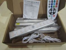 1 x Set of 4 LED ReChargeable Cabinet Lights Colour Changing or Plain White With Remote New & Boxed