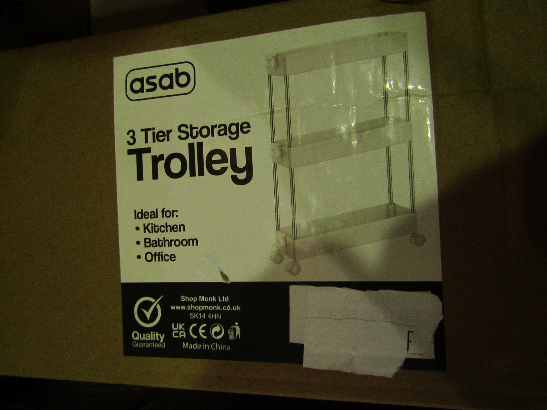 Asab 3-Tier Storage Trolley - Unchecked & Boxed.