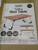 Asab Walnut Folding Bed Table - Size: 60 x 40 x 28cm - Unchecked & Boxed.