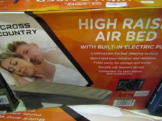 Cross Country High Raised Twin Sized Air Bed With Built-In Electric Air Pump - Unchecked & Boxed.