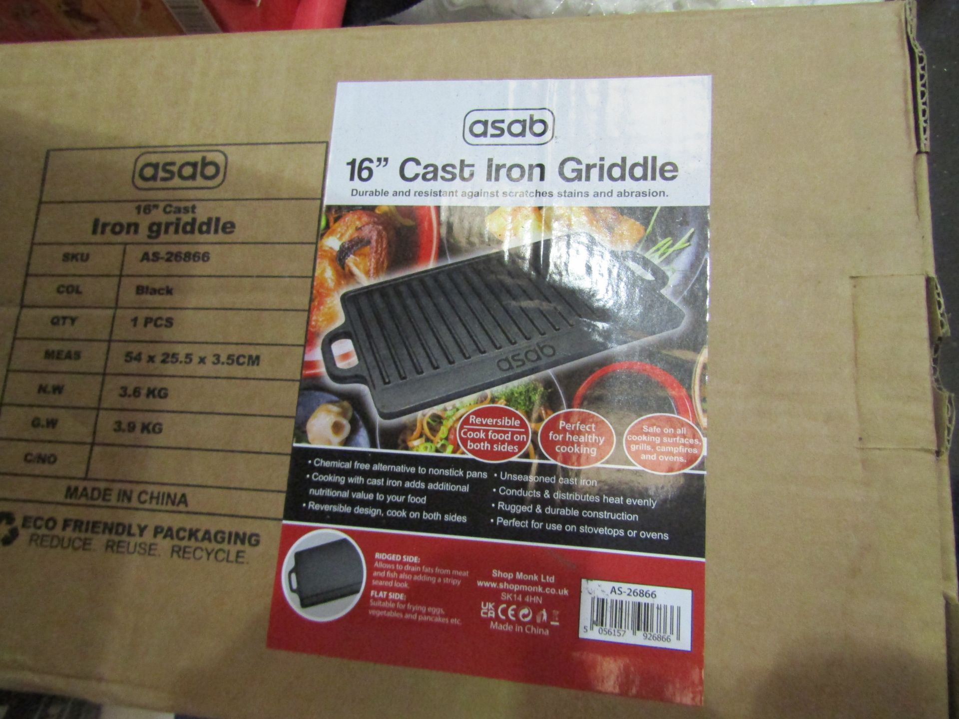 Asab 16" Cast iron Griddle Unchecked & boxed