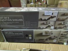 3x Set Of 3 Easy To Fit Floating Shelves, White - Unchecked & Boxed.