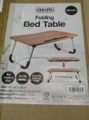 Asab Walnut Folding Bed Table - Size: 60 x 40 x 28cm - Unchecked & Boxed.