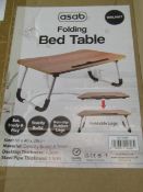 Asab Walnut Folding Bed Table - Size: 60 x 40 x 28cm - Unchecked & Boxed.