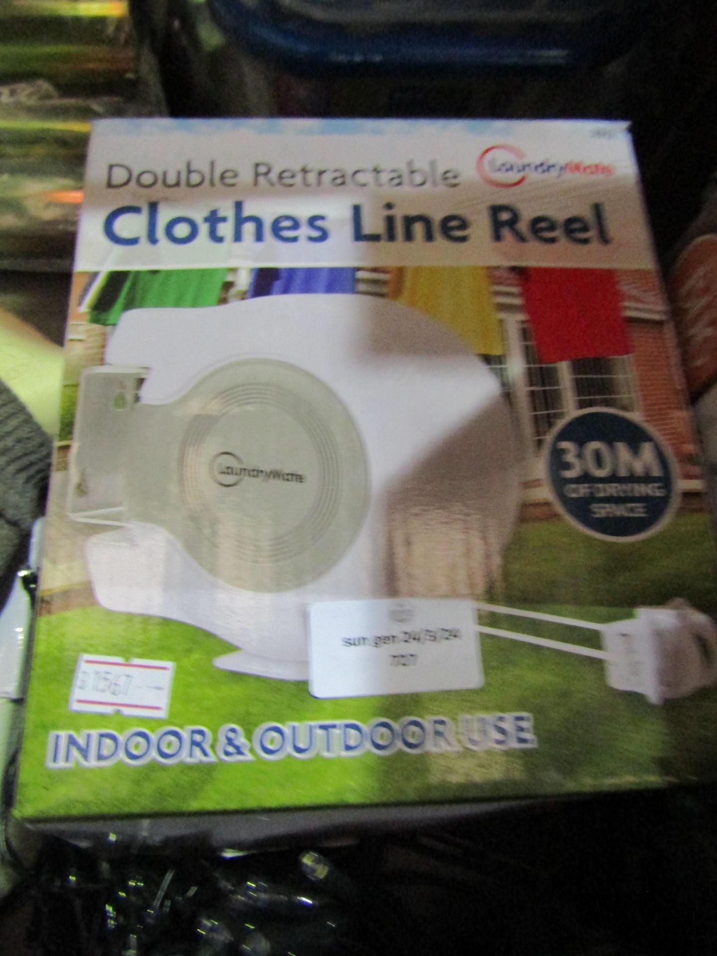 Laundrymate Double Retractable Cloths Line Reel, Unchecked & Boxed.