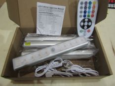 1 x Set of 4 LED ReChargeable Cabinet Lights Colour Changing or Plain White With Remote New & Boxed