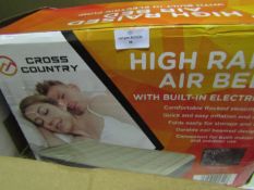 Cross Country High Raised Queen Sized Air Bed With Built-In Electric Air Pump - Unchecked & Boxed.