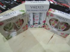 3x Yardley London Containing, 1x Body Fragrance, 1x Hand Cream 1x Luxury Body Wash, Unchecked &