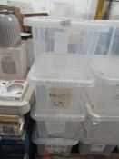 4 X Med Sized Clear Plastic Boxes With Lids Used But in Good Condition