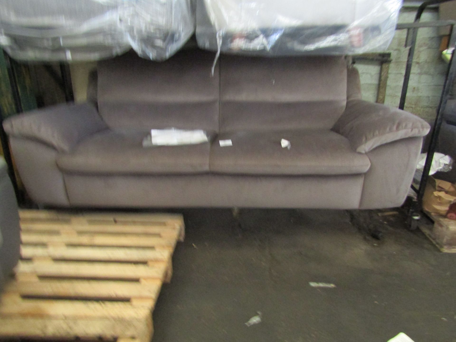 Oak Furnitureland Salento 3 Seater Sofa in Grey Fabric RRP 1399.99 Sofa has compression marks - Image 2 of 2