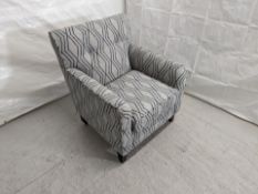 Hadleigh Accent Chair 2147 Silver Navy Diamond Berber Chenille Dark Wood RRP 546Hadleigh Accent