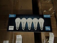 Pack of 5 Stanbow A60 E27 13w LED light bulbs, new and boxed