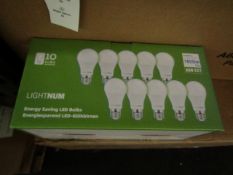 Pack of 10 Lightnum A60  E27 13w LED light bulbs, new and boxed