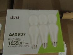 Pack of 6 Ledya A60  E27 13w LED light bulbs, new and boxed