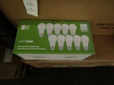 24x Packs of 10 Lightnum A60  E27 13w LED light bulbs, new and boxed