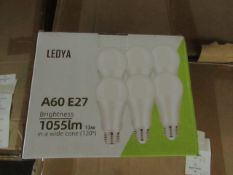 Pack of 6 Ledya A60  E27 13w LED light bulbs, new and boxed