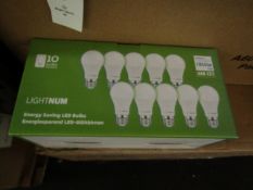 Pack of 10 Lightnum A60  E27 13w LED light bulbs, new and boxed