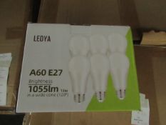 Pack of 6 Ledya A60  E27 13w LED light bulbs, new and boxed