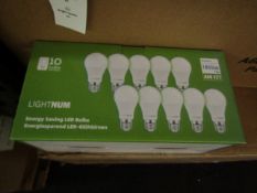 Pack of 10 Lightnum A60  E27 13w LED light bulbs, new and boxed