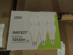 Pack of 6 Ledya A60  E27 13w LED light bulbs, new and boxed