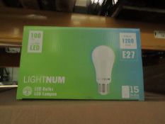 Pack of 15 Lightnum E27 13w LED light bulbs, new and boxed