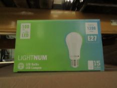 12x Packs of 15 Lightnum E27 13w LED light bulbs, new and boxed