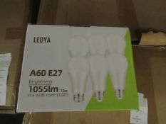 Pack of 6 Ledya A60  E27 13w LED light bulbs, new and boxed