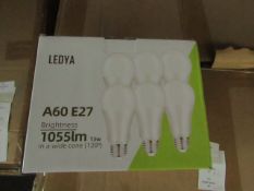 Pack of 6 Ledya A60  E27 13w LED light bulbs, new and boxed