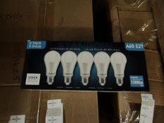 Pack of 5 Stanbow A60 E27 13w LED light bulbs, new and boxed