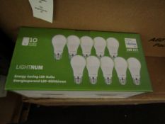 Pack of 10 Lightnum A60  E27 13w LED light bulbs, new and boxed