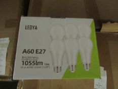 Pack of 6 Ledya A60  E27 13w LED light bulbs, new and boxed