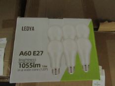 Pack of 6 Ledya A60  E27 13w LED light bulbs, new and boxed