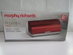 Morphy Richards - Accents Red Roll-Top Breadbin - Unchecked & Boxed.