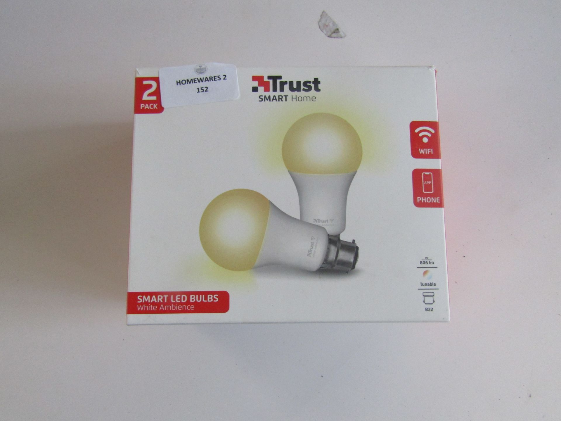 Trust - Pack Of 2 Smart LED Bulbs - Untested & Boxed.
