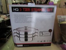 HQ 3-Tier 25cm Steamer Set - Unchecked & Boxed.