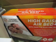 Cross Country High Raised Double Sized Air Bed With Built-In Electric Air Pump - Unchecked & Boxed.
