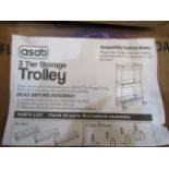 Asab 3-Tier Storage Trolley - Unchecked & Boxed.