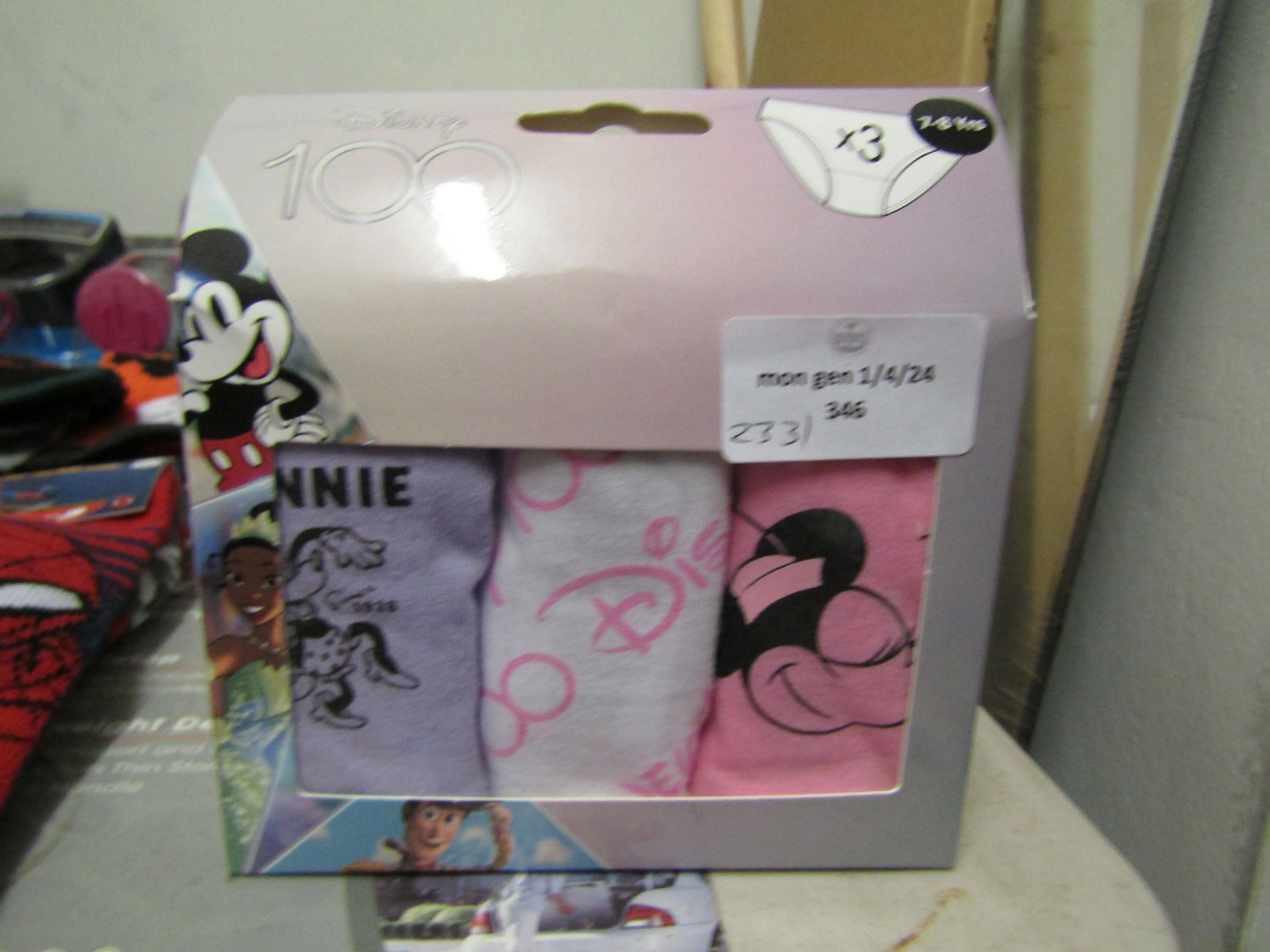 Disney - Set of 3 Children's Knickers - 7-8 Years - Boxed.