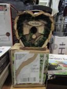"Welcome Love Birds" Small Hanging Bird House - Good Condition & Boxed.