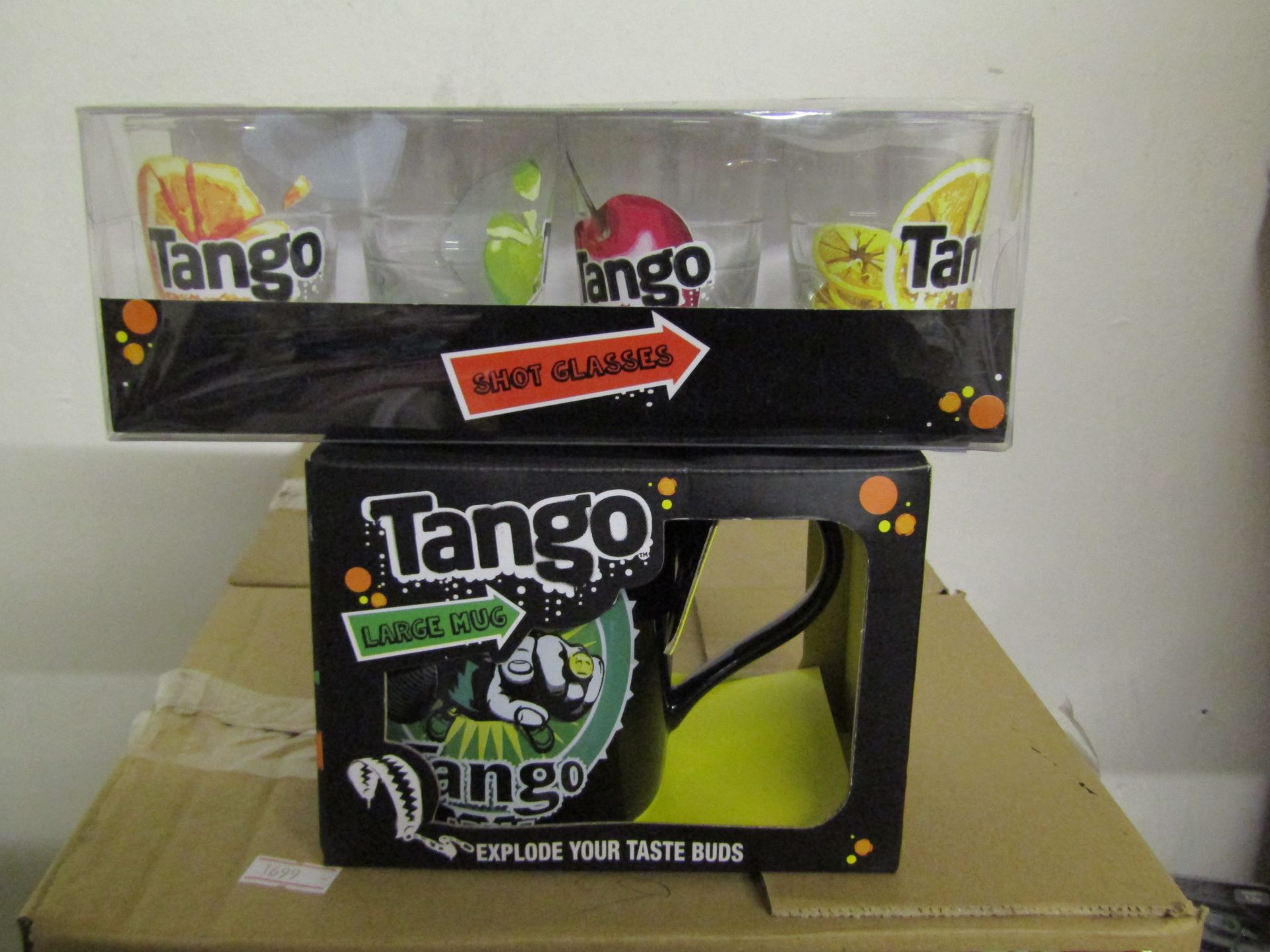 2x Items Being - 1x Tango Apple Mug - 1x Set of 4 Tango Shot Glasses - Both Good Condition & Boxed.