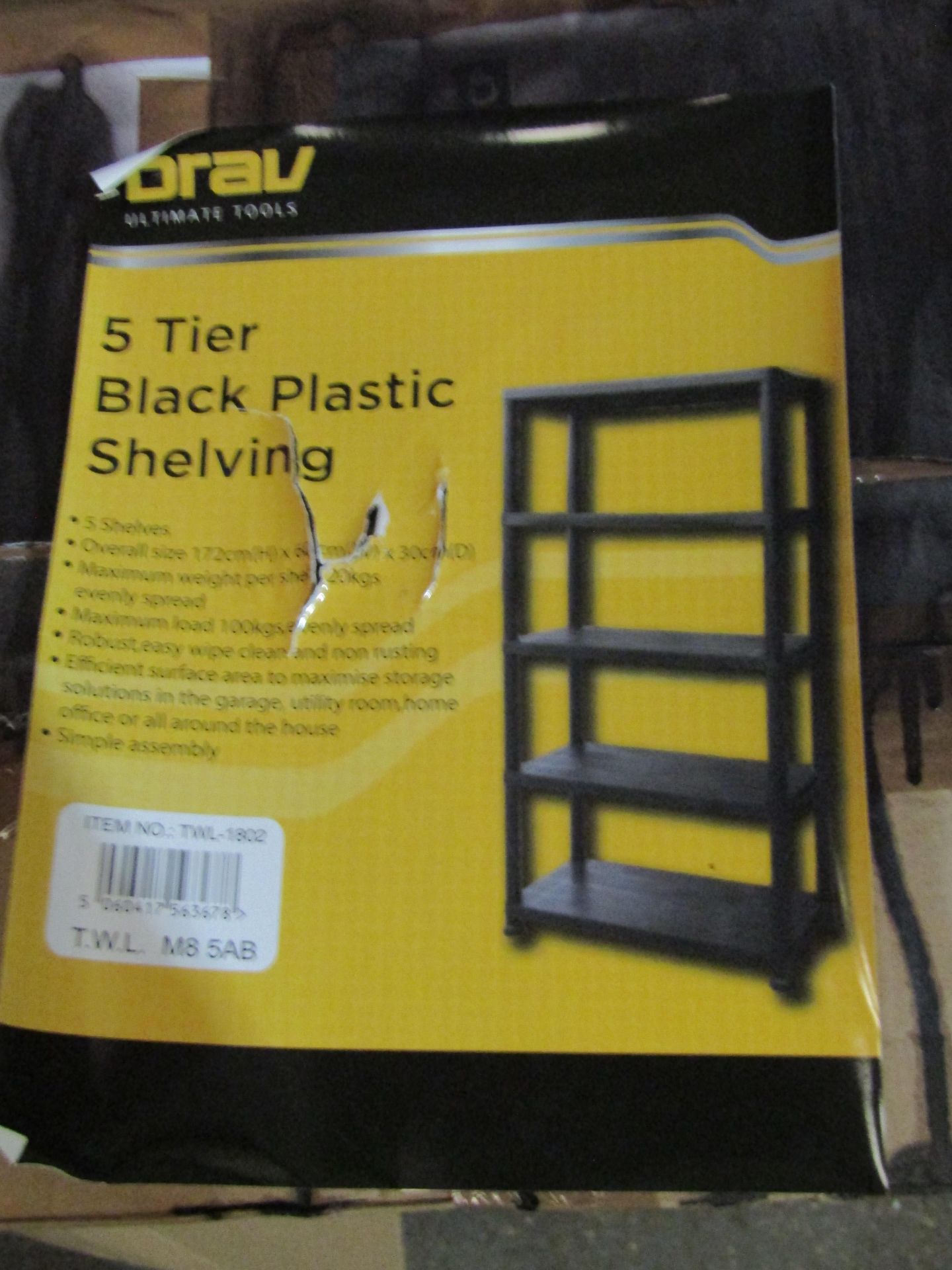 Brav 5-Tier Black Plastic Shelving - Unchecked & Boxed.