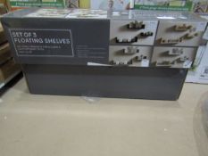 2x Set Of 3 Floating Shelves, Unchecked & Boxed.