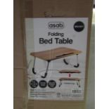 Asab Walnut Folding Bed Table - Size: 60 x 40 x 28cm - Unchecked & Boxed.